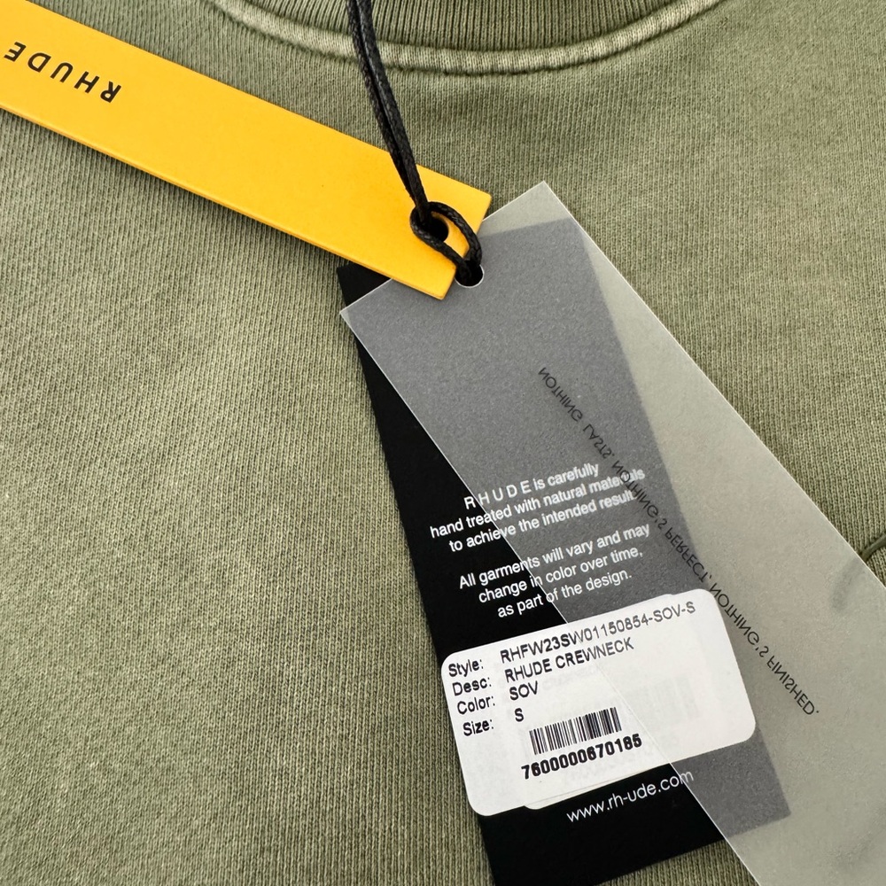 Brand New RHUDE Sage Green Crewneck Sweater with packets size Small with tags! - Picture 3 of 6